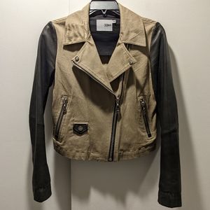 Doma Leather Sleeve Moto Jacket